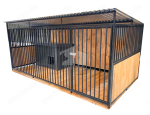  Hundezwinger - 4x2m Holzboden mit Schutzwand XXL  Garten Zwinger für Hunde GP175 