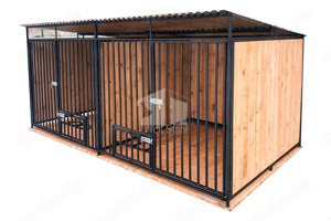 Hundezwinger 4x2m   Holzboden   Drehbare Futternäpfe   Wände aus Holz   GP373