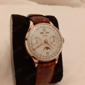 Leonidas Tag Heuer 18k Gold Vintage Sport Chronometer Triple Date Mondphase Uhr