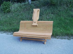 Gartenbank,Hausbank Fichte massiv mit Klapptisch ( Fertig lasiert ) Bild 6