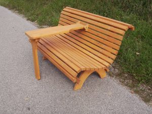 Gartenbank,Hausbank Fichte massiv mit Klapptisch ( Fertig lasiert ) Bild 2