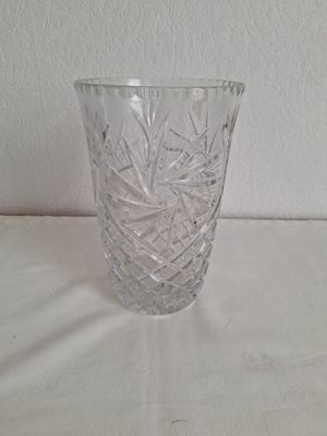 Schwere Glas Kristall Vase ca. 23cm hoch Öffnung c
