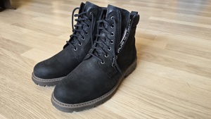 Pius Gabor Boots Nubukleder schwarz Innenfutter Lammfell Wechselfussbett neu
