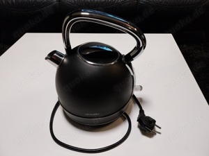 Arendo Edelstahl Wasserkocher schwarz-silber 1,7 Liter , 2200 Watt Vintage   Retro Look