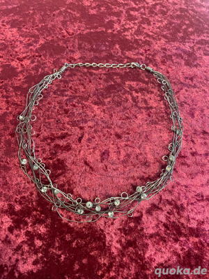 Mehrreihige Halskette, Drahtkette, Modeschmuck, Damen Collier