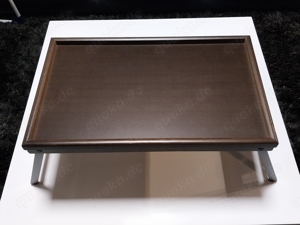 Frühstückstablett Serviertablett aus Holz braun Tablett klappbar dunkelbraun  Bild 2