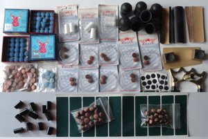 Billard Zubehör Elk Master + Bulls Klebeleder,Ferrulen,Schraubleder,Gummipuffer,Queubrücke,Lederform