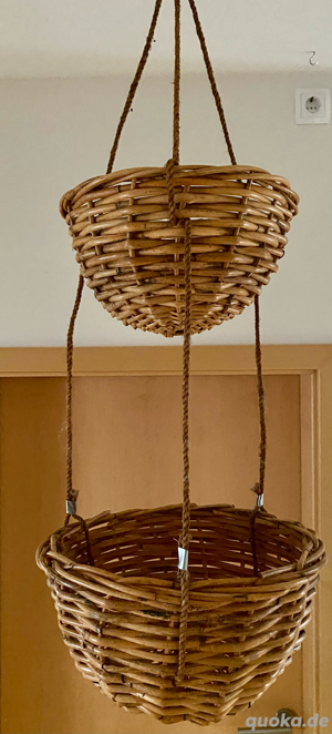 2 neue Rattan-Hängekörbe Pflanzkorb Aufbewahrungskorb