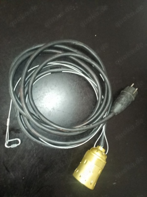 Hänge-Fassung E40   Messingfassung mit 2,5 m Kabel und Stahlseil