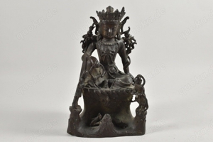 Asiatika Bronze Figur Buddha signiert Bild 2
