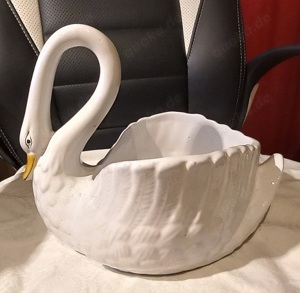   Dekoration, Pflanztopf Übertopf XXL Schwan, Keramik 