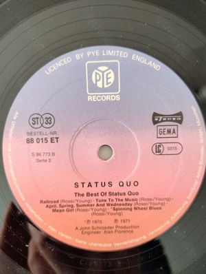 Status Quo --The Best Of Status Quo, Germany , P1970 1971, Pye Records   88 015 ET Bild 4