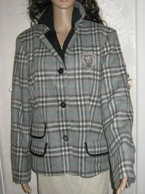 NEU Kuschelweich Karo Wolle Winter Jacke "POLO SYLT" Gr. 40- 42, 44  M- L grau petrol