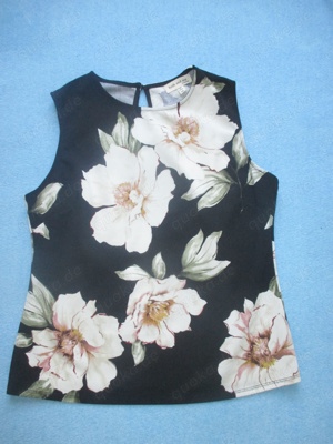 NEU Blumen Blüten Flower- Power Träger Tank Top T- Shirt "faith and joy" Gr. 38- 40  S- M