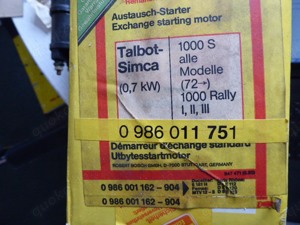 Paris Rhone D8E123, 0986011751,0986001162 Bosch Anlasser
