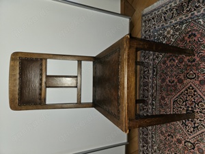 Antik! Massiver, stabiler Holzstuhl Jugendstil Ledersitz Eiche ca. 1920 TOP!