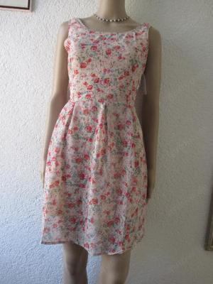 NEU mit ETIKETT Rosen Blüten Seiden Chiffon Mini KLEID Senorita Gr. 40- 42, 44  M- L