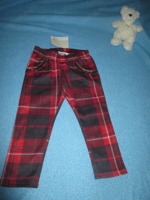 NEU mit ETIKETT  Baby GIRL Tartan Karo Glitzer Stretch Schlupf Hose Legging Jegging Ergee Gr. 86-92
