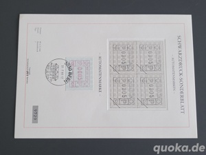 Schwarzdruck Sonderblatt Automatenmarken Schweiz