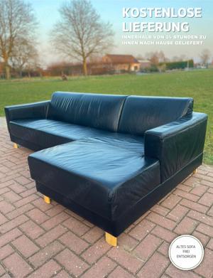 KOSTENLOSE LIEFERUNG Montel Schwarzes Ecksofa aus echtem Leder