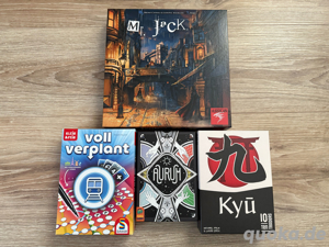 Spielesammlung: Mr. Jack, Kyu, Voll Verplant, Aurum