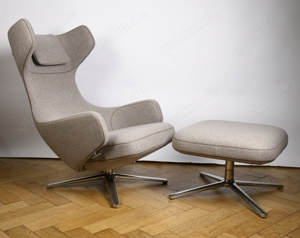 Vitra Grand Repos & Ottoman Cosy 2 Fossil Aluminum Polished TOP Lounge Chair