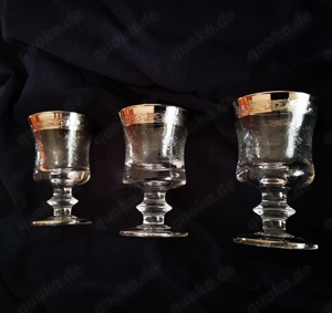 3 Gläser Murano Medici Platin Schnapsgläser Wein Glas Vintage 1970er