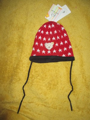NEU mit ETIKETT Baby * Boy oder Girl * Sterne Stars Feinstrick Wolle Beanie Mütze "Steif" rot weiß