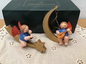 Wendt & Kühn sehr alte 2 bunte Engel Erzgebirge