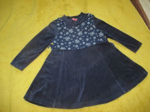 NEU Girls Mädchen 3D Blüte Trompeten- Ärmel Nicky Niki Samt Kleid "Mexx" Gr. 98- 104  dunkel blau