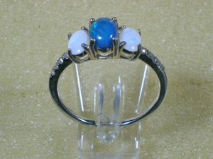 NEU: Ring Größe 18,4   57,5 925 Silber mit Opal + Weißtopas Bild 3
