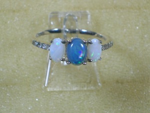 NEU: Ring Größe 18,4   57,5 925 Silber mit Opal + Weißtopas