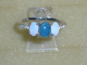 NEU: Ring Größe 18,4   57,5 925 Silber mit Opal + Weißtopas Bild 2