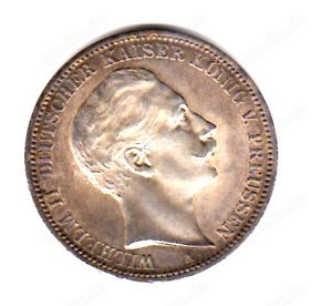 Silbermünze 3 Mark "Wilhelm II. König von Preußen" 