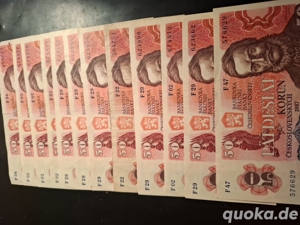 12 mal 50 Korun von 1987 Tschechisches Geld 