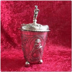 Seltenheit Kugelfuß Becher mit Deckel 1619 Silber Fürst Christian I. Anhalt Bild 2