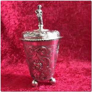Seltenheit Kugelfuß Becher mit Deckel 1619 Silber Fürst Christian I. Anhalt Bild 3
