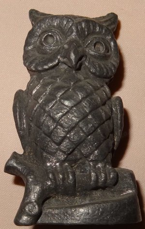 D Zinnfigur Eule Uhu Dekoration Handarbeit 5,8x3,4x2 179 Gramm kaum benutzt einwandfrei erhallten W