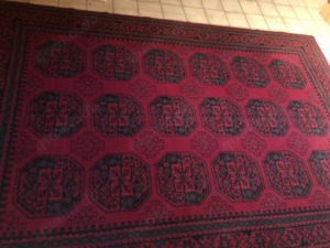 Alter Vintage Teppich ca 276,5x189cm gebraucht rot weinrot Muster