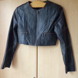 Jacke, Bolero, echt Leder, ca. Gr. 34 36 bzw. ca. Gr. XS S, neu, nicht getragen, schwarz