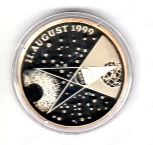 Silbermünze Medaille - Totale Sonnenfinsternis 1999