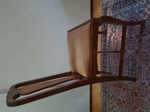 Antik! Massiver, stabiler Holzstuhl mit Ledersitz Lehnstuhl ca. 1920 TOP! Bild 2