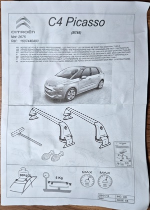 Dachträger für Citroen C4 Picasso (Kurzversion) ohne Dachreling