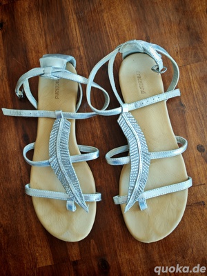 Silberne Glitzersandalen Gr. 39