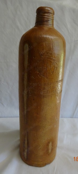 Alte Tonflasche (9) Rhenser Mineralbrunnen, Rhens a.Rhein, Doppeltkohlensaure Füllung