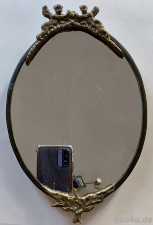 Ovaler Cherub Vintage kleiner verzierter dekorativer Spiegel -