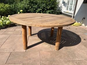 Runder Tisch & 6 Stühle Barlow Tyrie Teak Drummond Waveney Garpa Auflagen Bild 2