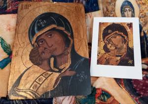 Original russische Ikone  aus den 17.-19. Jahrhundert Muttergottes von Wladimir !!