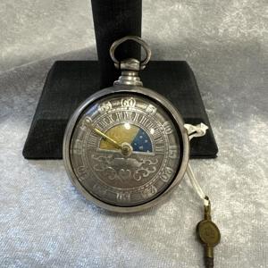 Einzeiger Spindeltaschenuhr Mit Mondphase Antik 925 Silber WJ Reed Whitead