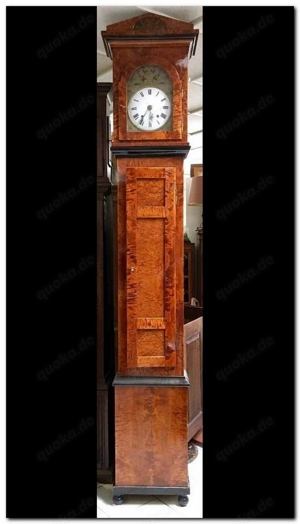 Standuhr Original Biedermeier Antik Uhr Birke Geflammt Weichholz Gehäuse Ca 1810